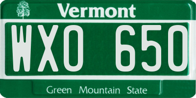 VT license plate WXO650