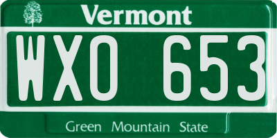 VT license plate WXO653