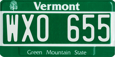 VT license plate WXO655