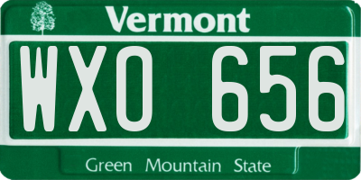 VT license plate WXO656