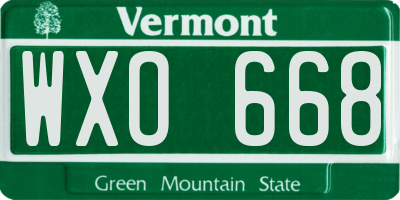 VT license plate WXO668