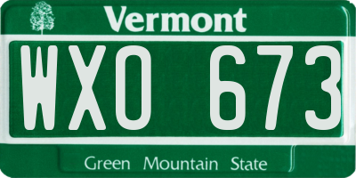 VT license plate WXO673