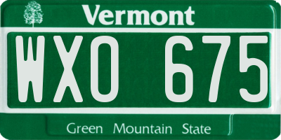 VT license plate WXO675