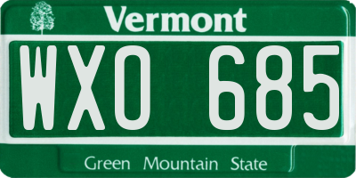 VT license plate WXO685