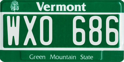 VT license plate WXO686