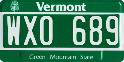 VT license plate WXO689