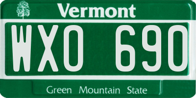 VT license plate WXO690