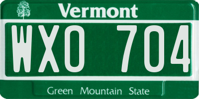 VT license plate WXO704