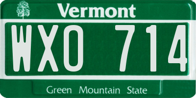 VT license plate WXO714