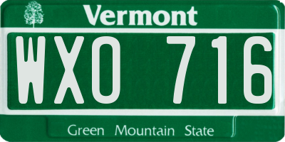 VT license plate WXO716