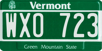 VT license plate WXO723