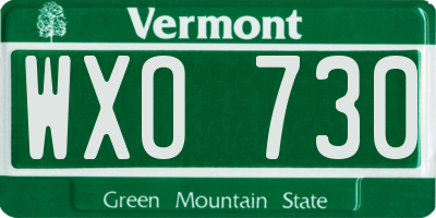 VT license plate WXO730