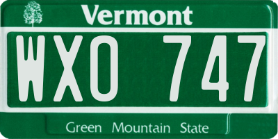 VT license plate WXO747