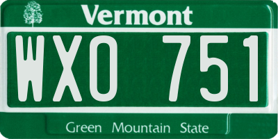 VT license plate WXO751