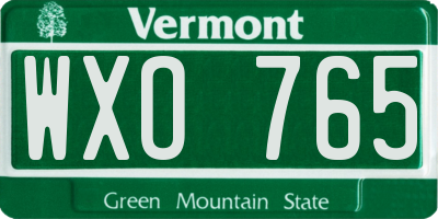 VT license plate WXO765