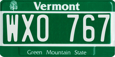 VT license plate WXO767