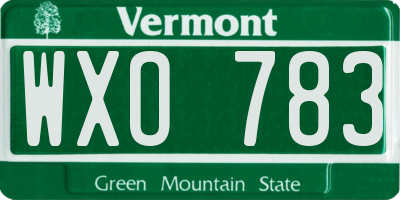 VT license plate WXO783
