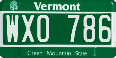 VT license plate WXO786