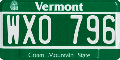 VT license plate WXO796
