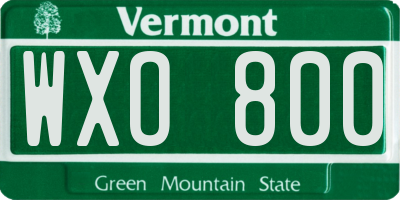 VT license plate WXO800