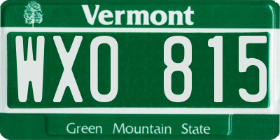 VT license plate WXO815