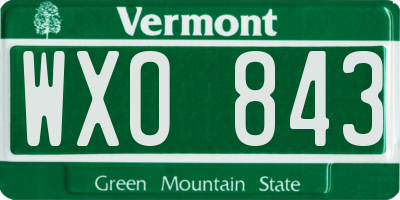 VT license plate WXO843