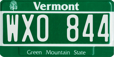 VT license plate WXO844