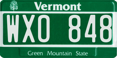 VT license plate WXO848