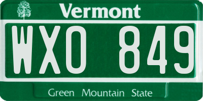 VT license plate WXO849