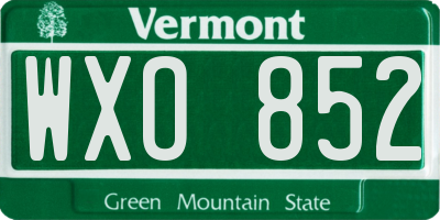 VT license plate WXO852