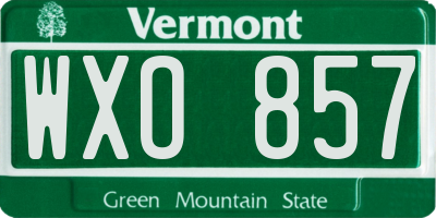VT license plate WXO857