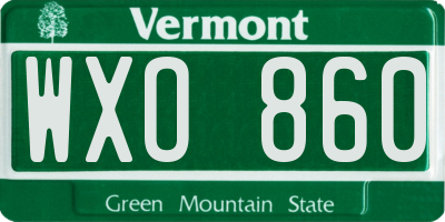 VT license plate WXO860