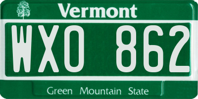 VT license plate WXO862