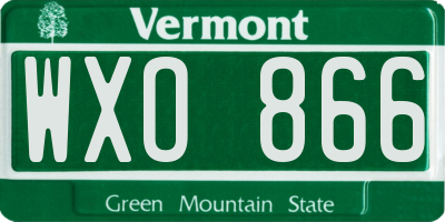VT license plate WXO866