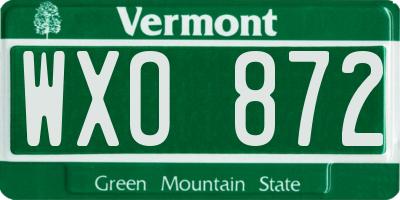 VT license plate WXO872
