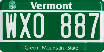VT license plate WXO887