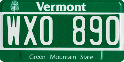 VT license plate WXO890