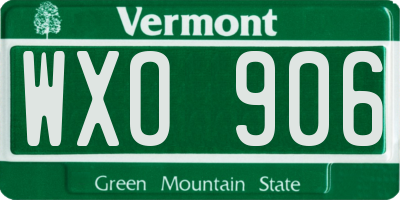 VT license plate WXO906