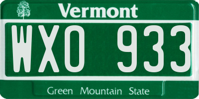 VT license plate WXO933