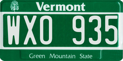VT license plate WXO935