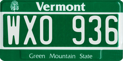 VT license plate WXO936