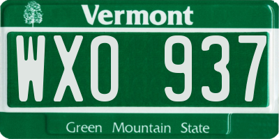 VT license plate WXO937