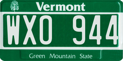VT license plate WXO944