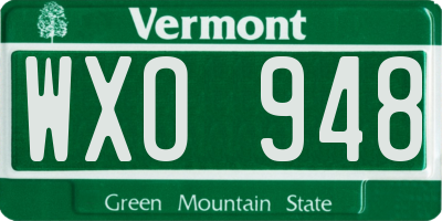 VT license plate WXO948