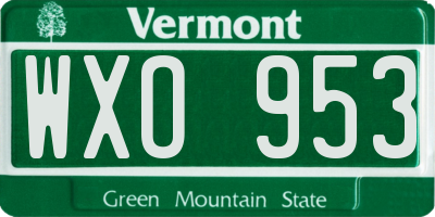 VT license plate WXO953