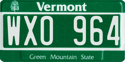 VT license plate WXO964