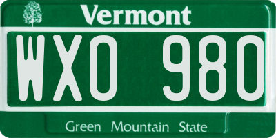 VT license plate WXO980