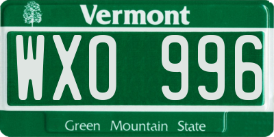 VT license plate WXO996
