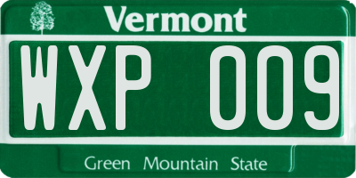 VT license plate WXP009