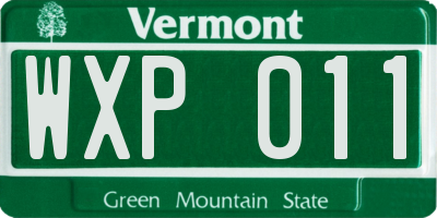 VT license plate WXP011